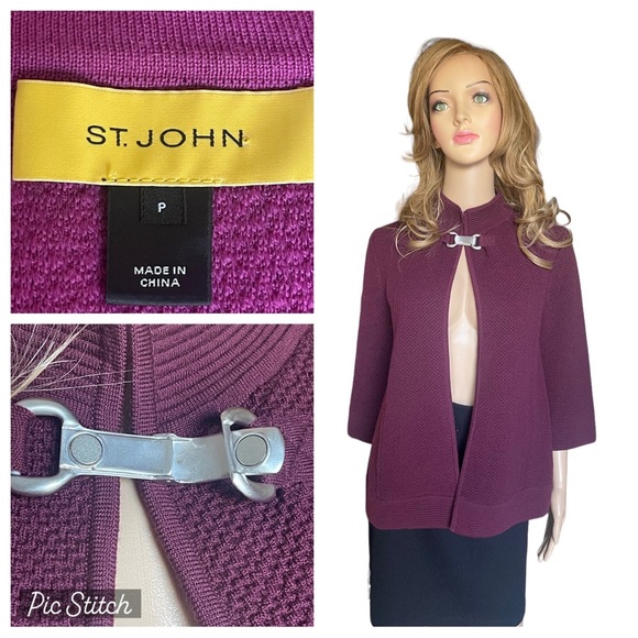 St. John Crew Neck Sweater - Metallic Knitwear, Clothing purple size P - Picture 1 of 14
